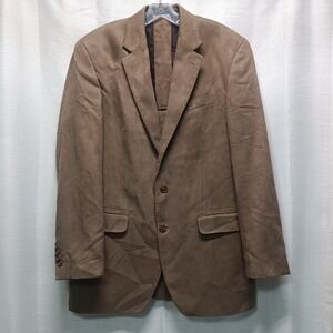 Ralph Lauren Men's 40L Brown Ultra Suede 2 Button Front Blazer Jacket Sport Coat
